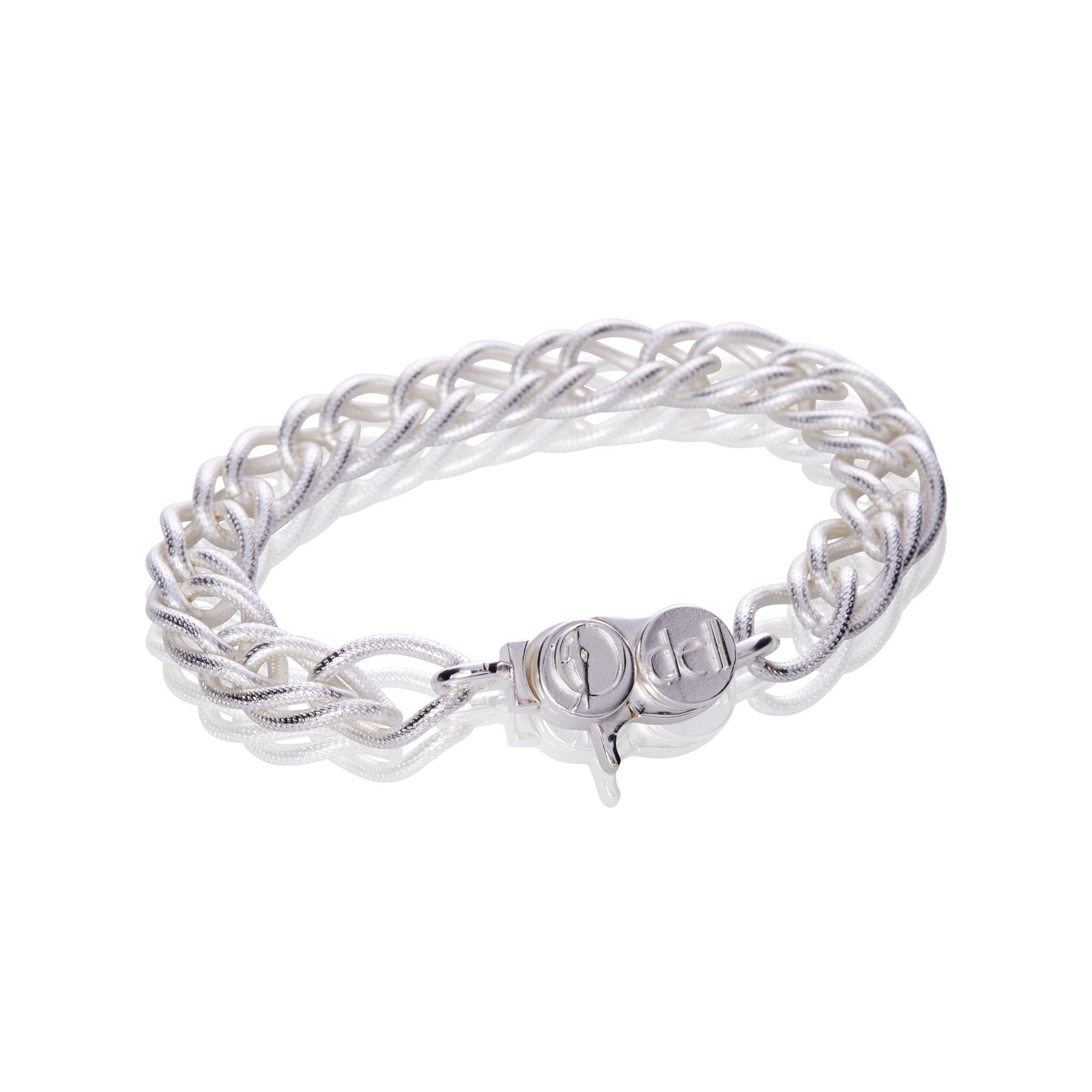 Signature Sterling Silver Plated Fancy Double Cable Chain Bracelet