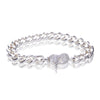 Signature Sterling Silver Plated Fancy Stripe Curb Chain Bracelet