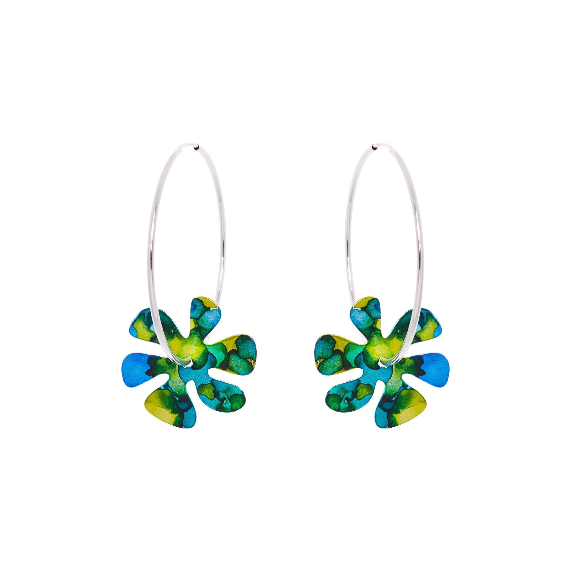 Sterling Silver Flower Power Hoops - Available in More Colors