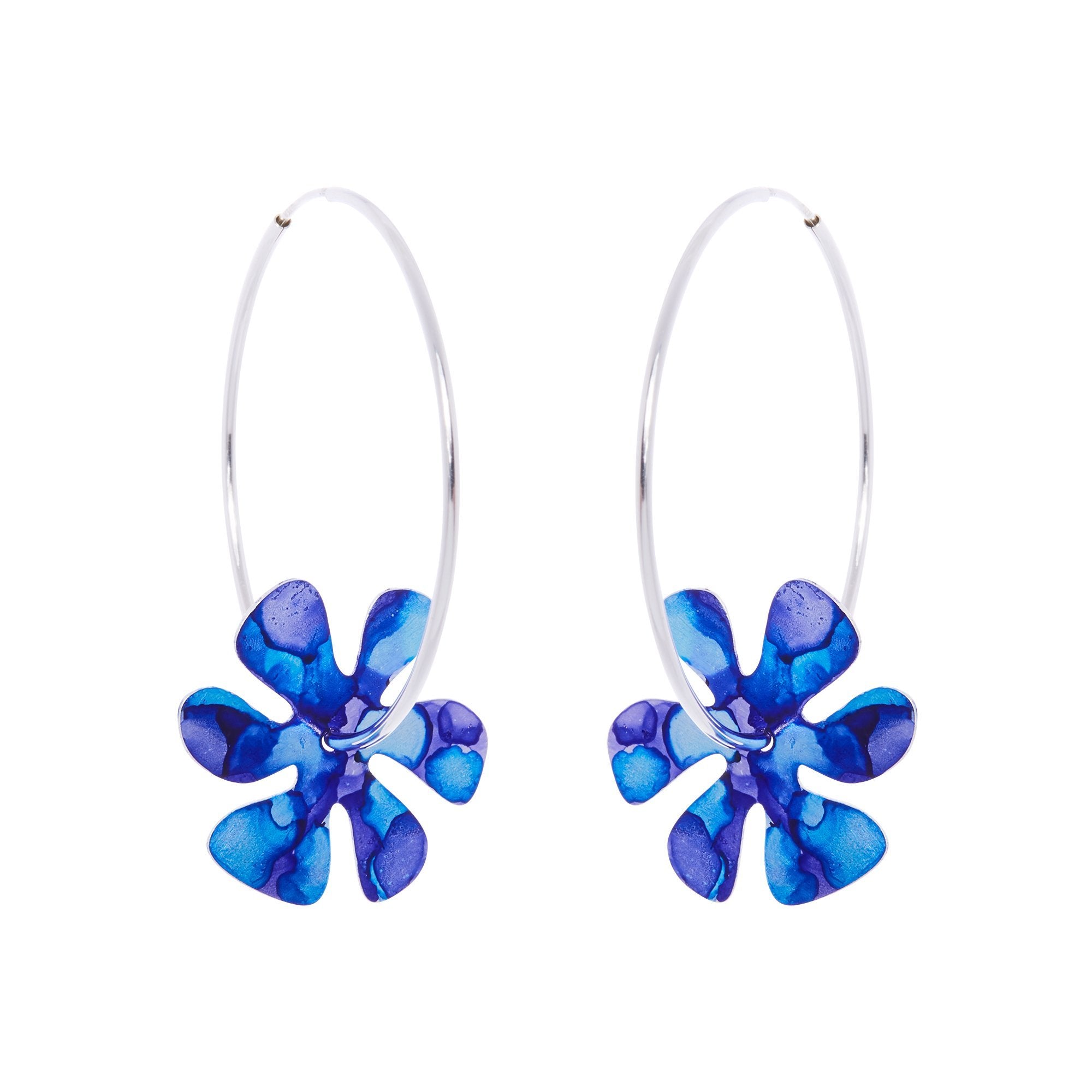 Sterling Silver Flower Power Hoops - Available in More Colors