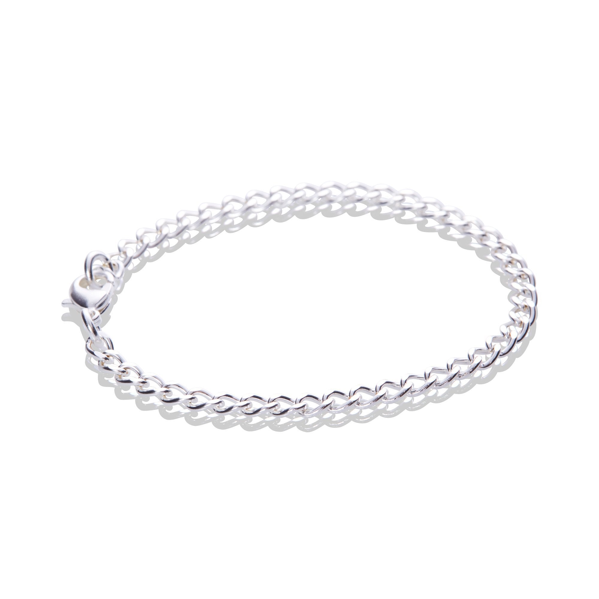 Sterling Silver Plated Fine Flat Curb Chain Bracelet